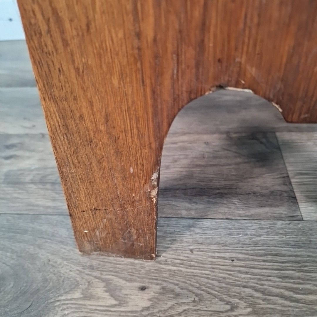 photo for sale Antique Piano Stool Arts & Crafts Oak Music Lift Top Storage Carved Sides Wood