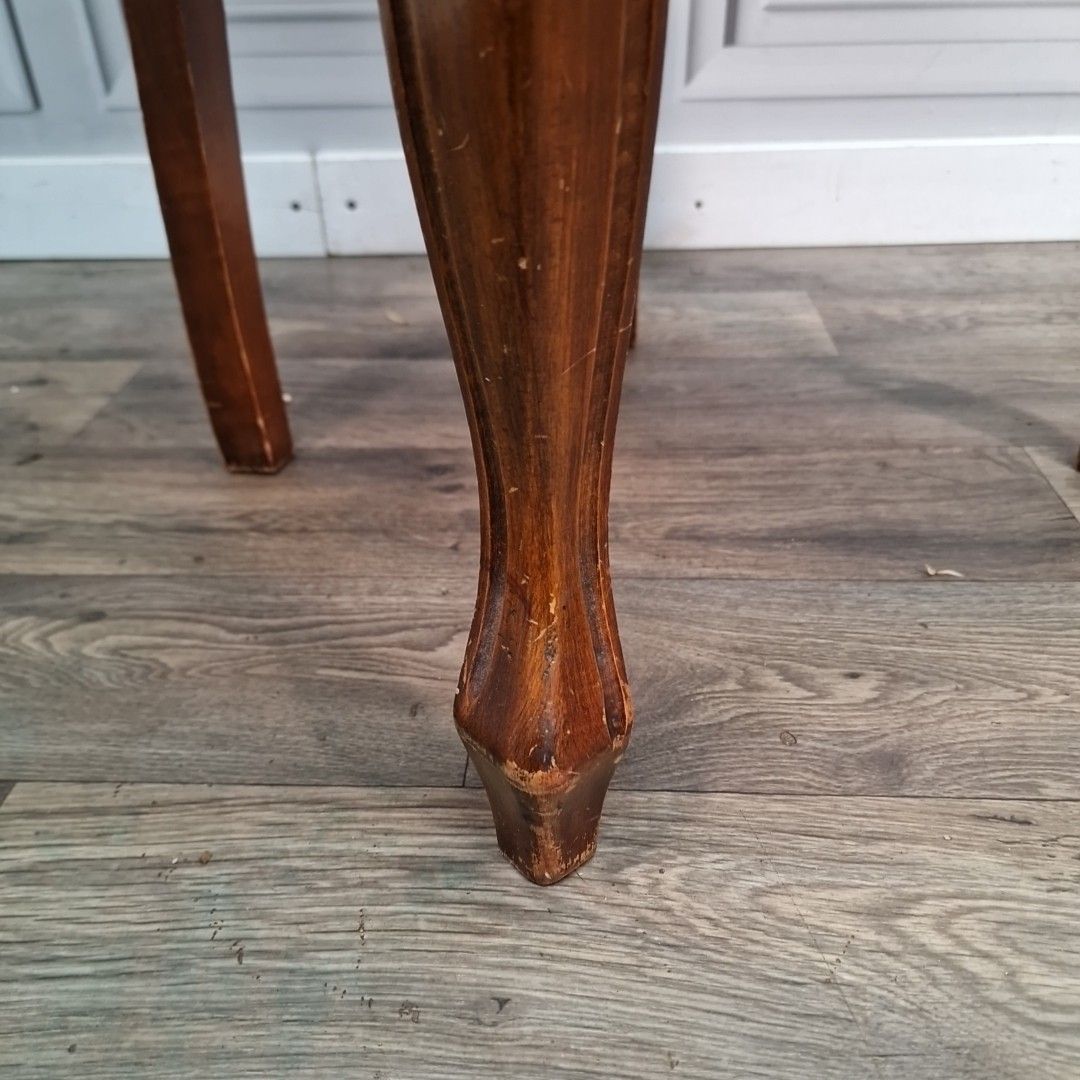 Furniture Antique Carved Walnut Chair Green Upholstery – Victorian Salon Style Seat photo