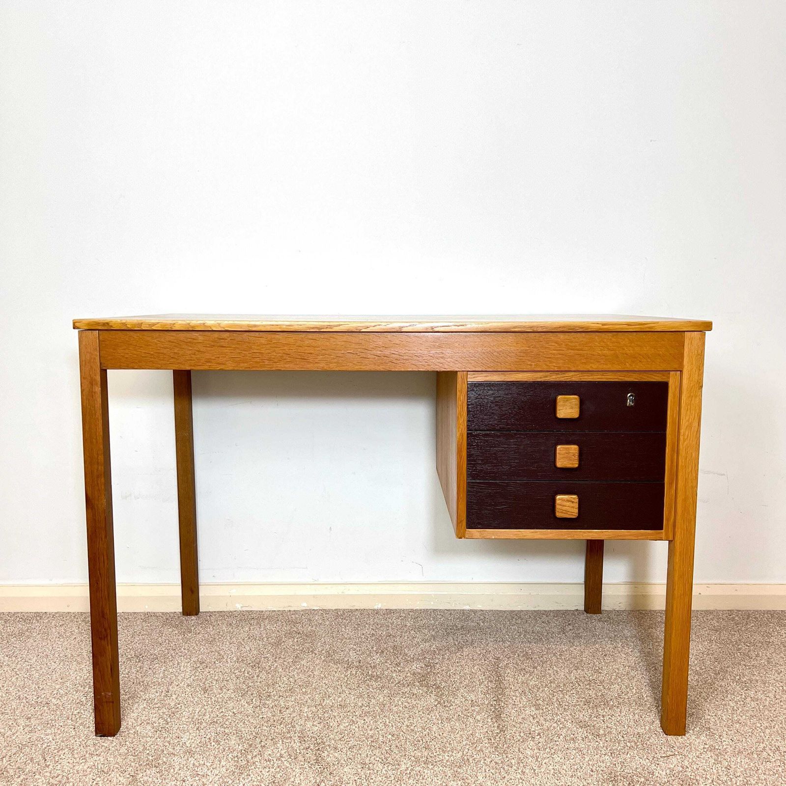 Mid Century Danish Desk, Scandinavian Teak Desk By Domino Mobler