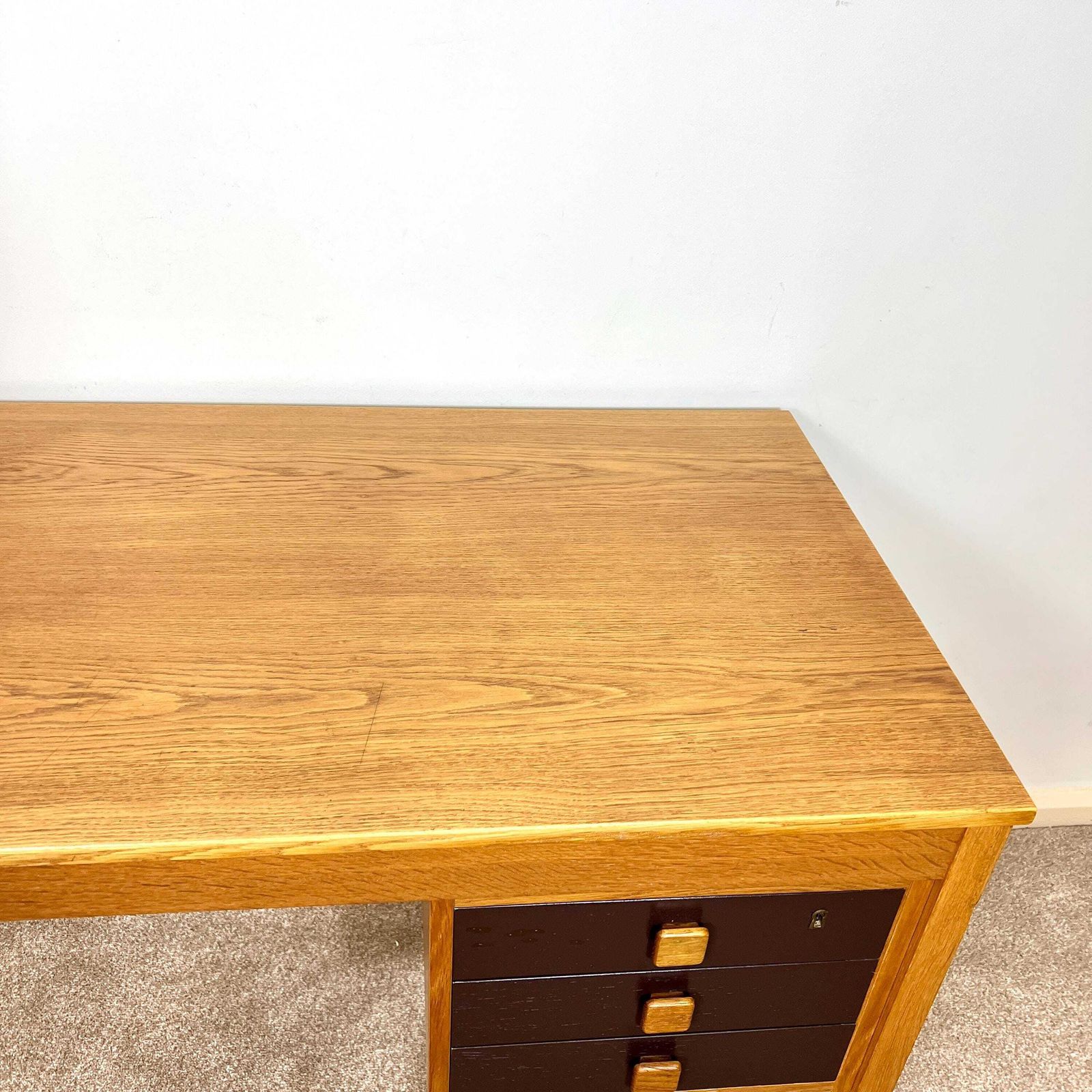 Mid Century Danish Desk, Scandinavian Teak Desk By Domino Mobler photo vintage