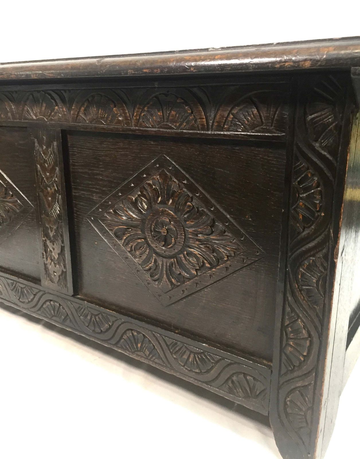 Antique 19th Century Wooden Oak Carved Blanket Box / Coffer Storage Trunk C1890 photo for sale