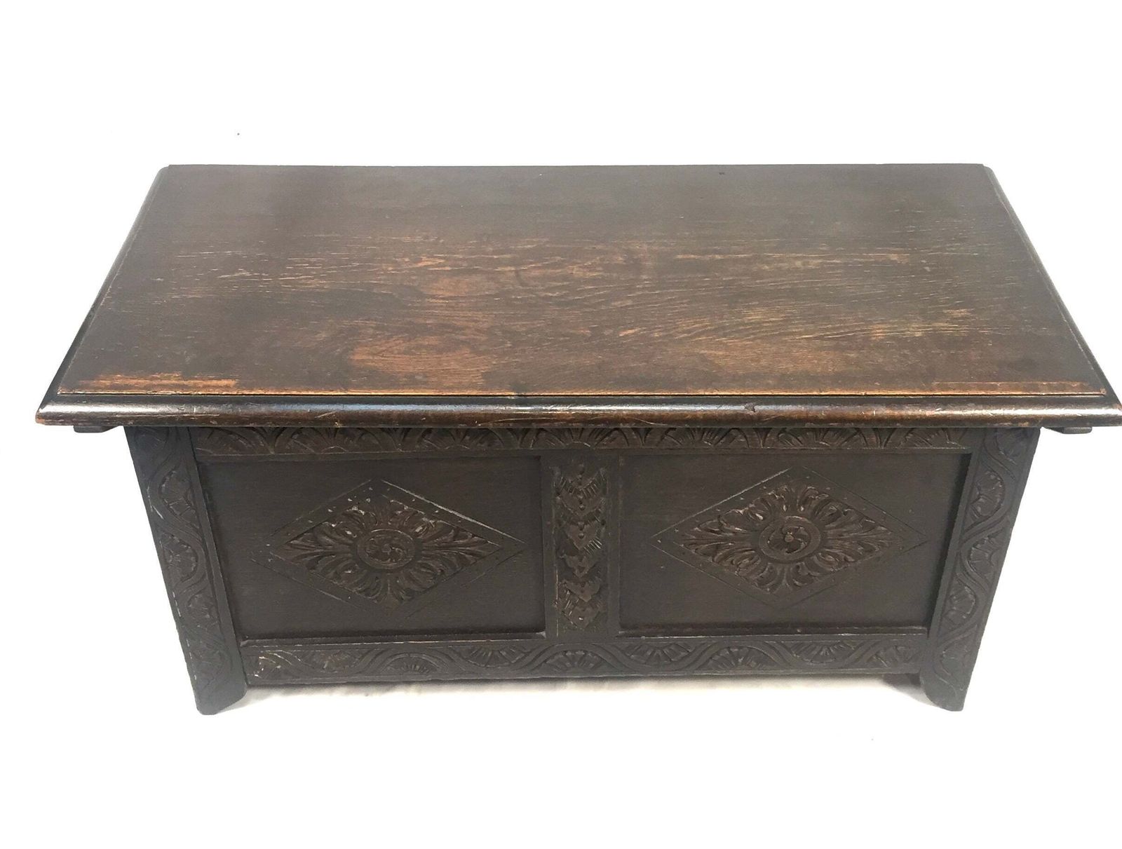 photo furniture Antique 19th Century Wooden Oak Carved Blanket Box / Coffer Storage Trunk C1890