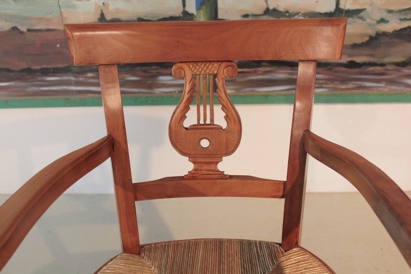 Armchair Straw In Cherry 19th photo Furniture