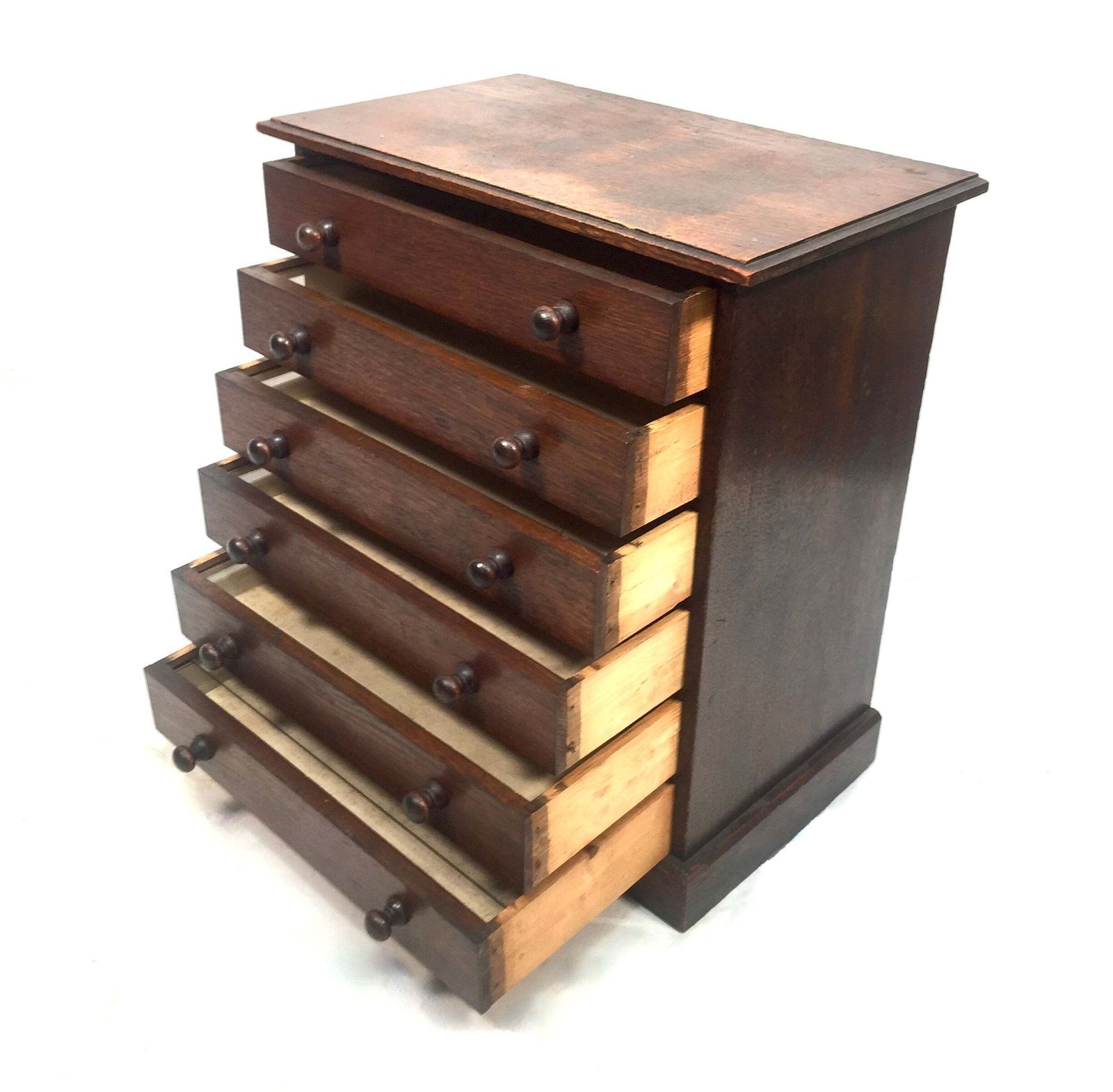 photo vinterior Antique Victorian Tabletop Wooden Chest Of Collectors Drawers Storage Box C.1890