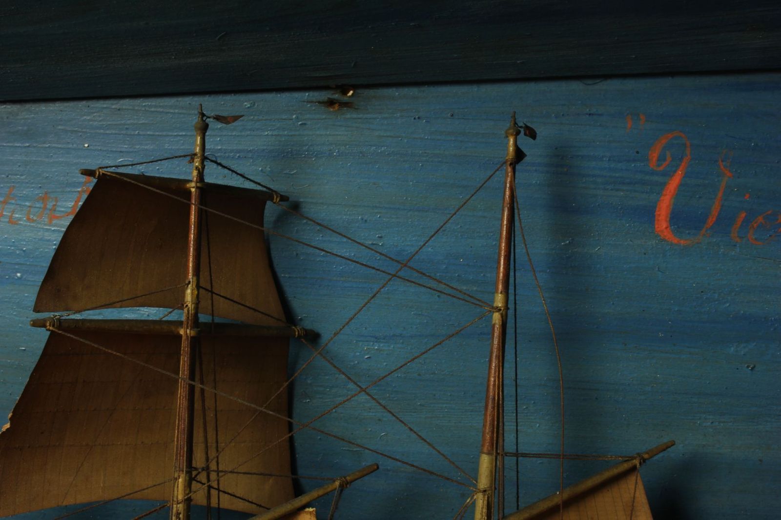 photo buy Antique Ship Diorama. French Handmade Boat Model In A Box. Vienne France.