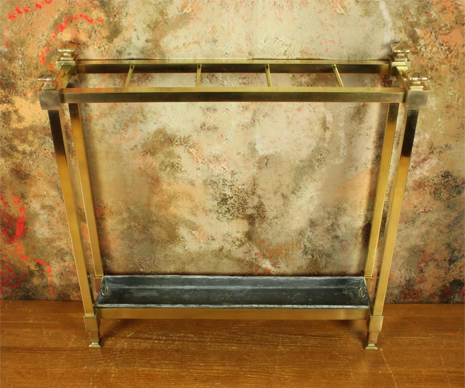 Antique Small Brass Stick Stand. Narrow Walking Cane Umbrella Hall Stand. photo for sale
