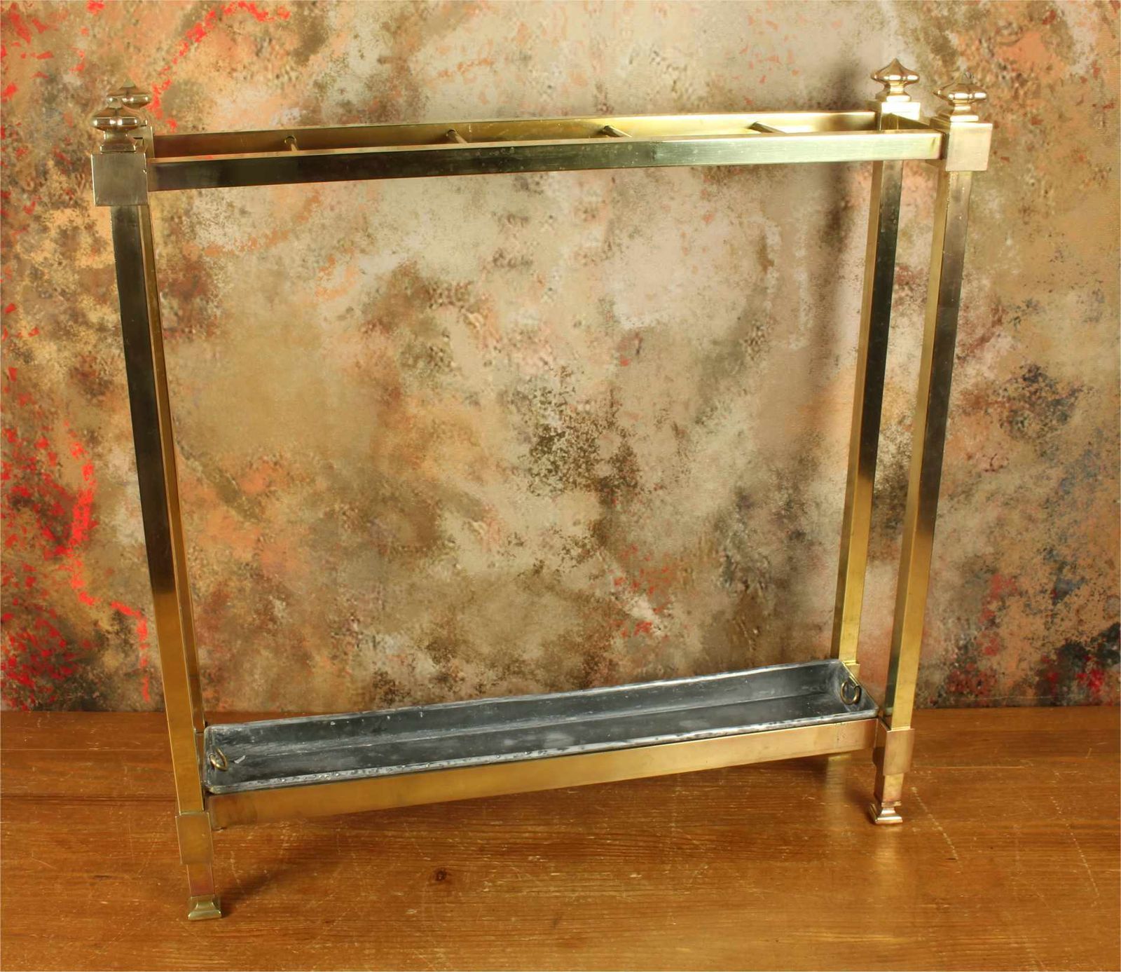 photo vinterior Antique Small Brass Stick Stand. Narrow Walking Cane Umbrella Hall Stand.