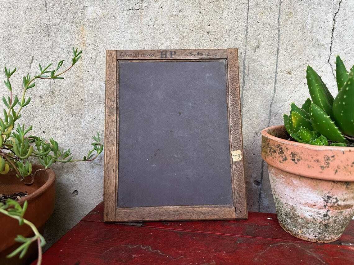 Victorian Slate Tablet Blackboard Chalkboard For Classroom Christmas 1862 Antique Decor photo for sale