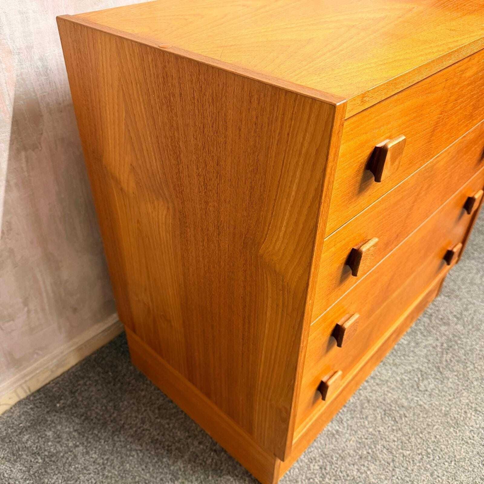 Furniture Danish Domino Mobelfabrik Low Chest Of 4 Drawers Mid Century Square Pulls Plinth photo