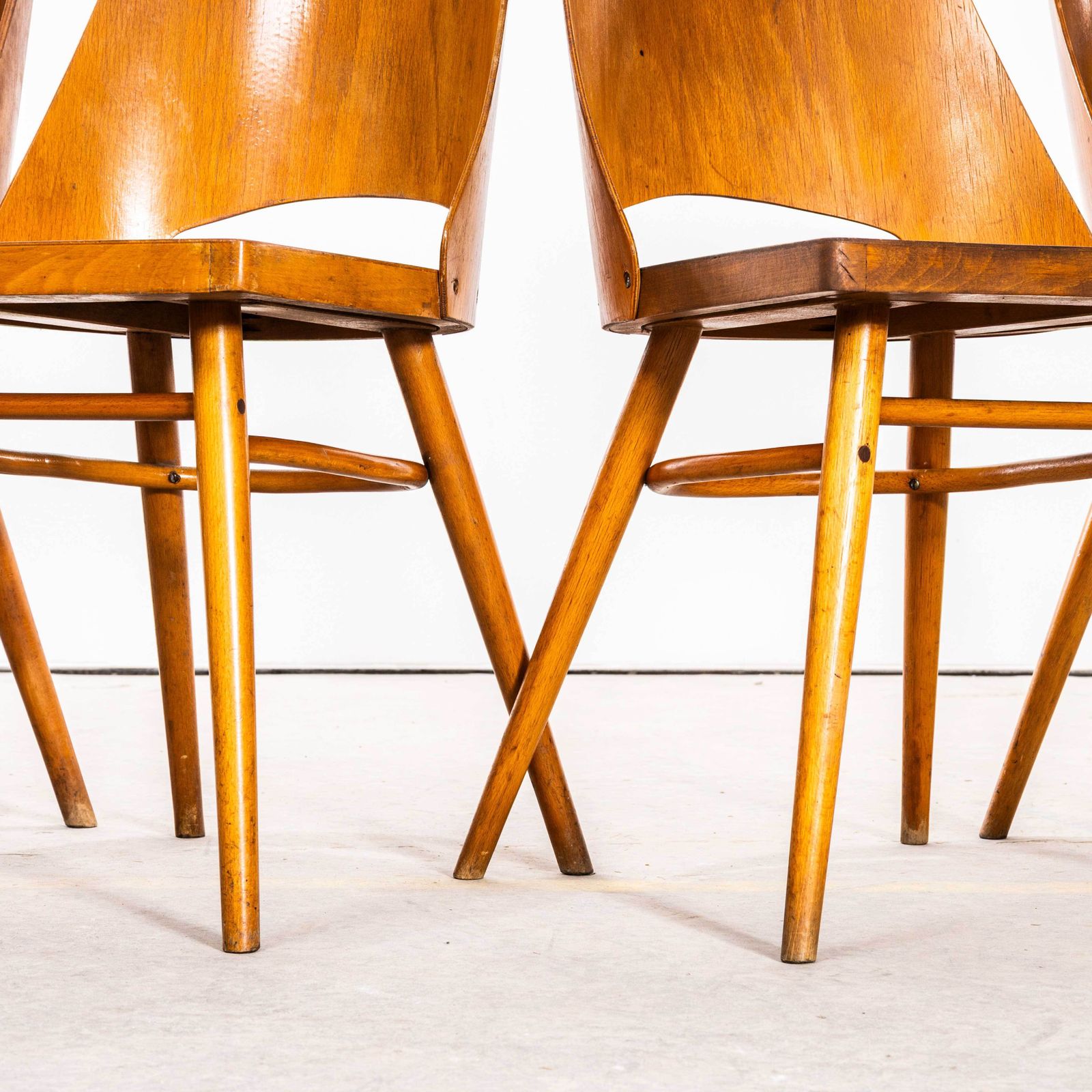 1950's Honey Beech Dining Chairs By Radomir Hoffman   Set Of Four photo Furniture