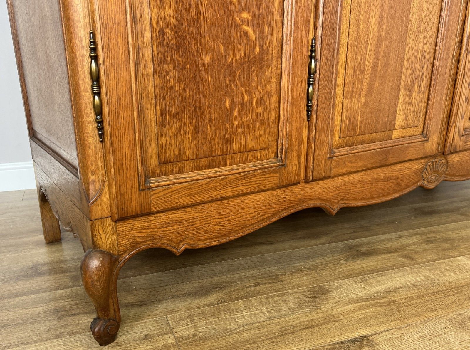Wardrobe Vintage French Louis XVI Style Four Door Oak Carved Armoire Lot 6080 photo vintage