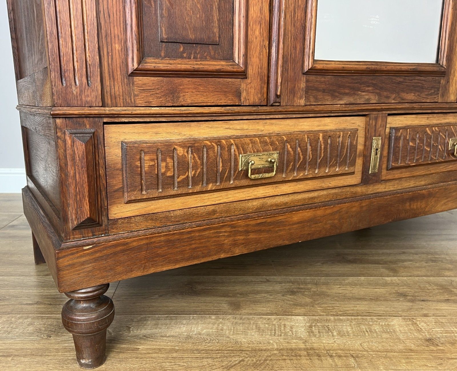 photo buy Wardrobe Antique French Two Door Oak Mirrored Carved Armoire Cabinet Lot 6082