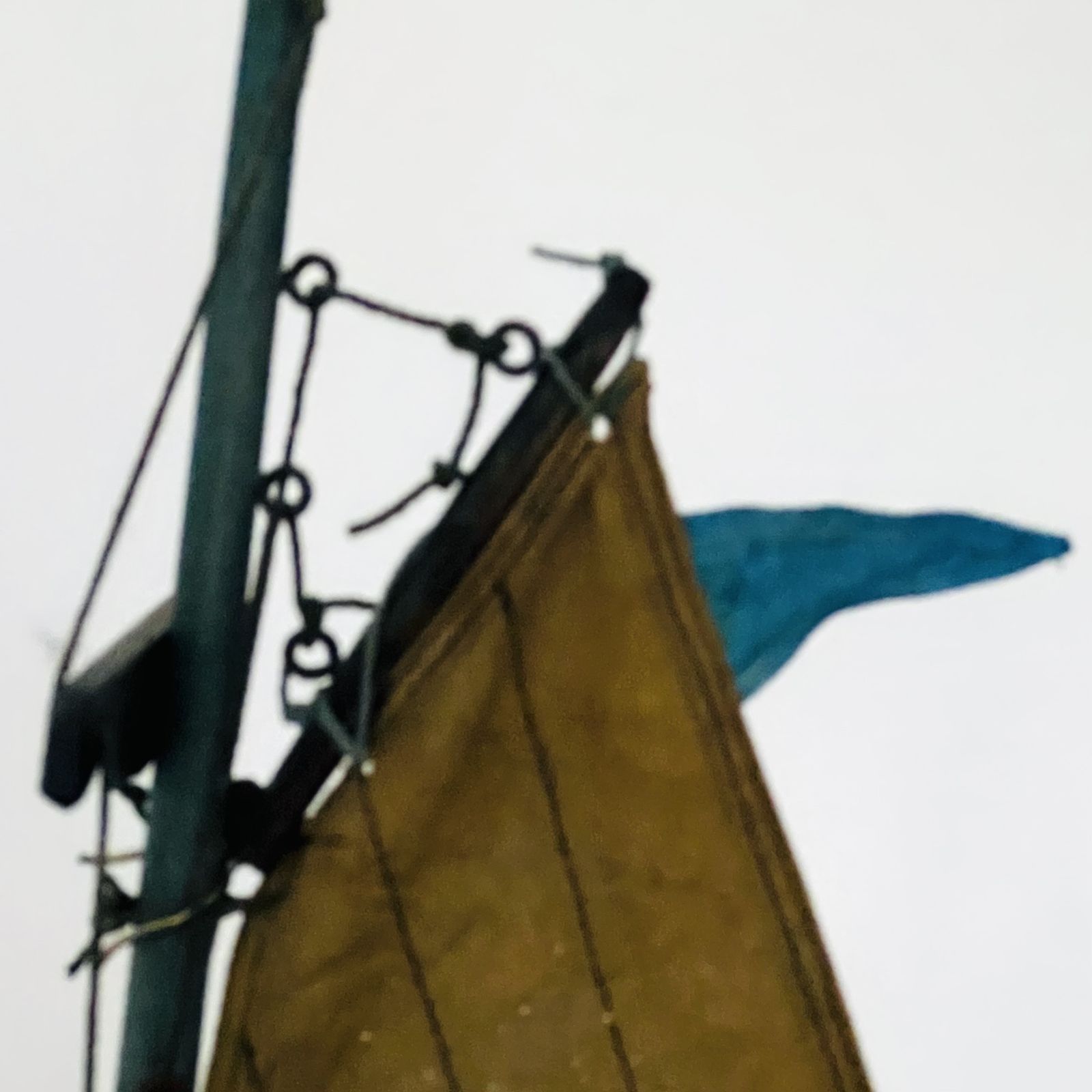 Small Blue Dundee Tuna Fisher Pond Yacht. photo furniture