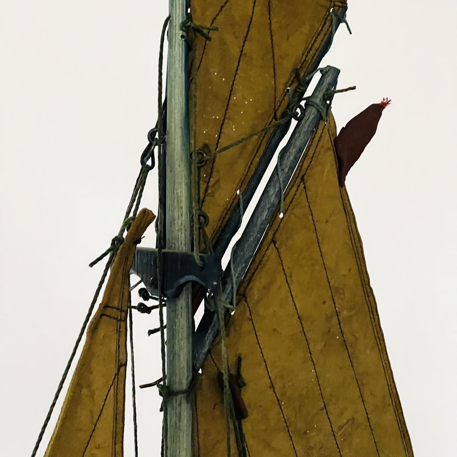 Small Blue Dundee Tuna Fisher Pond Yacht. photo Home Decor