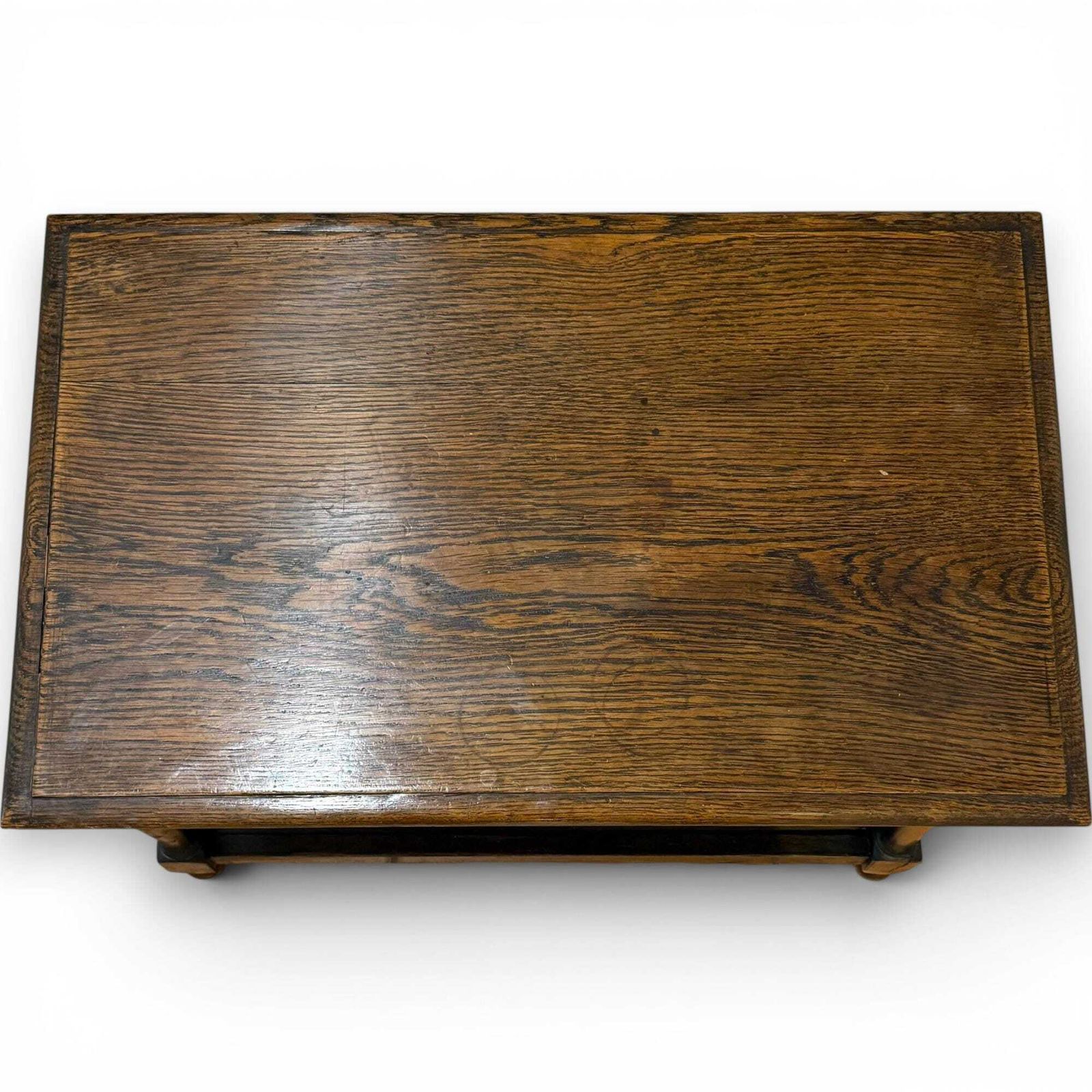 Victorian Oak Coffee Table With Carved Frieze & Lower Shelf photo vinterior
