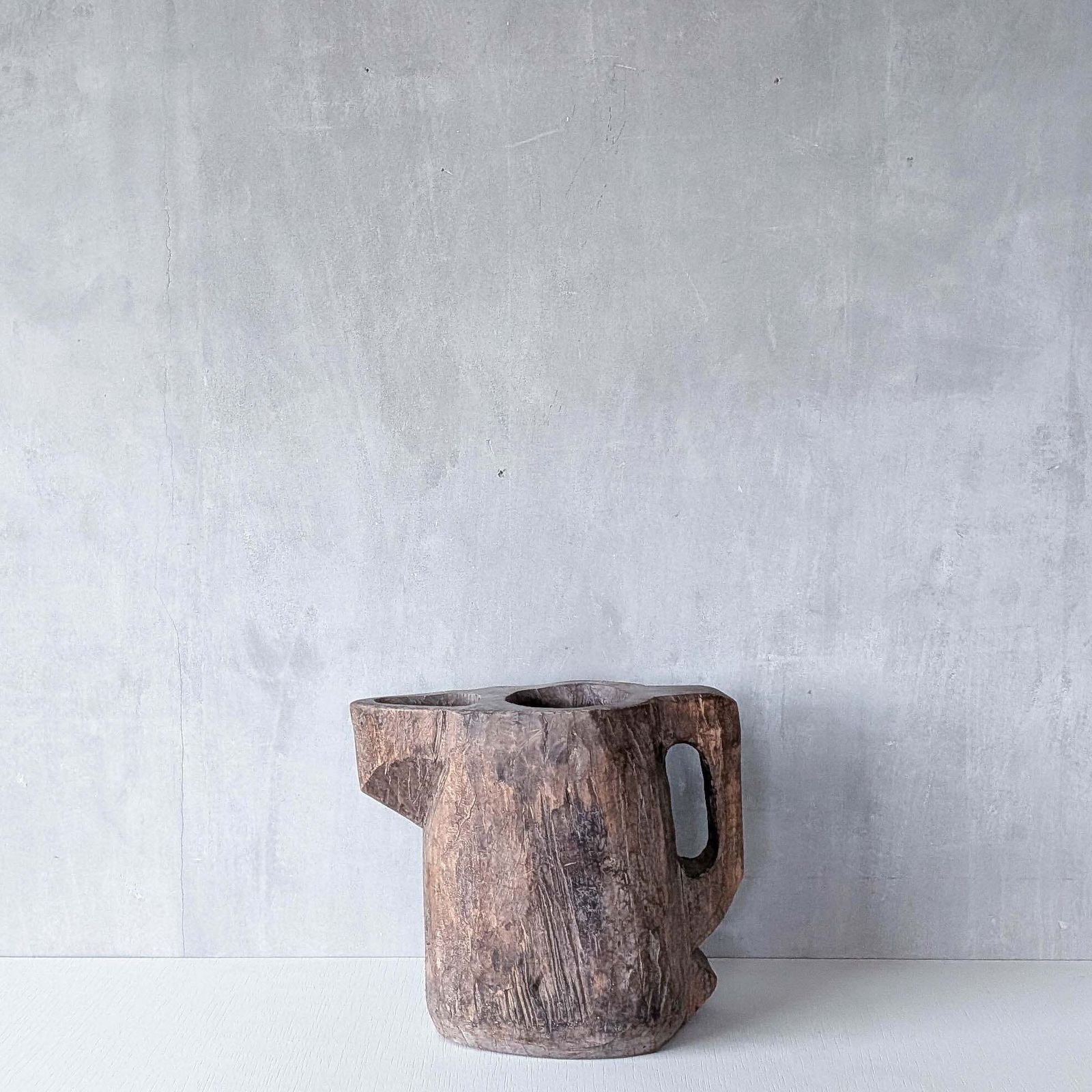 Folk Art Sculptural Heavy Hardwood Chainsaw Cut Carved Jug 1 photo buy