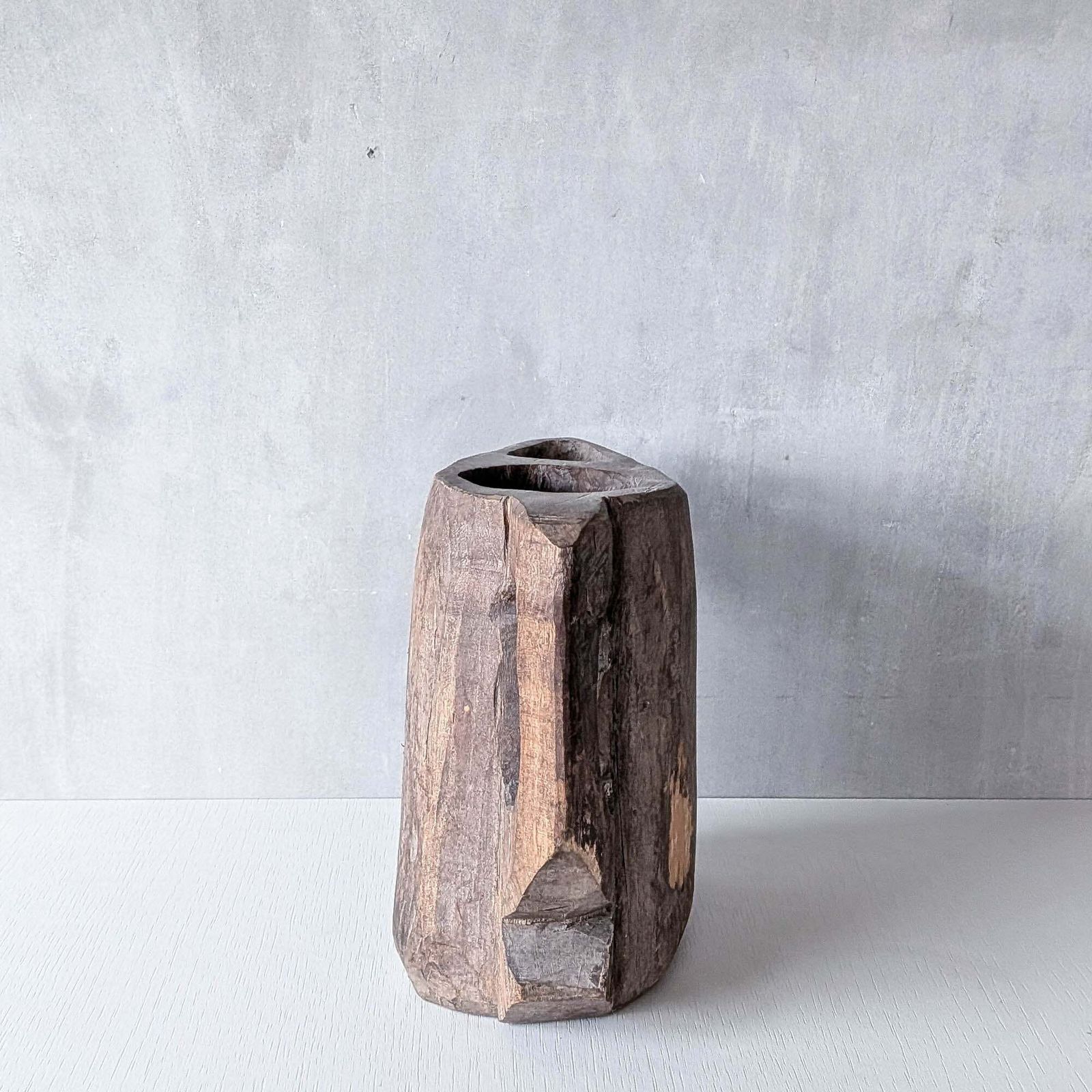 photo vinterior Folk Art Sculptural Heavy Hardwood Chainsaw Cut Carved Jug 1