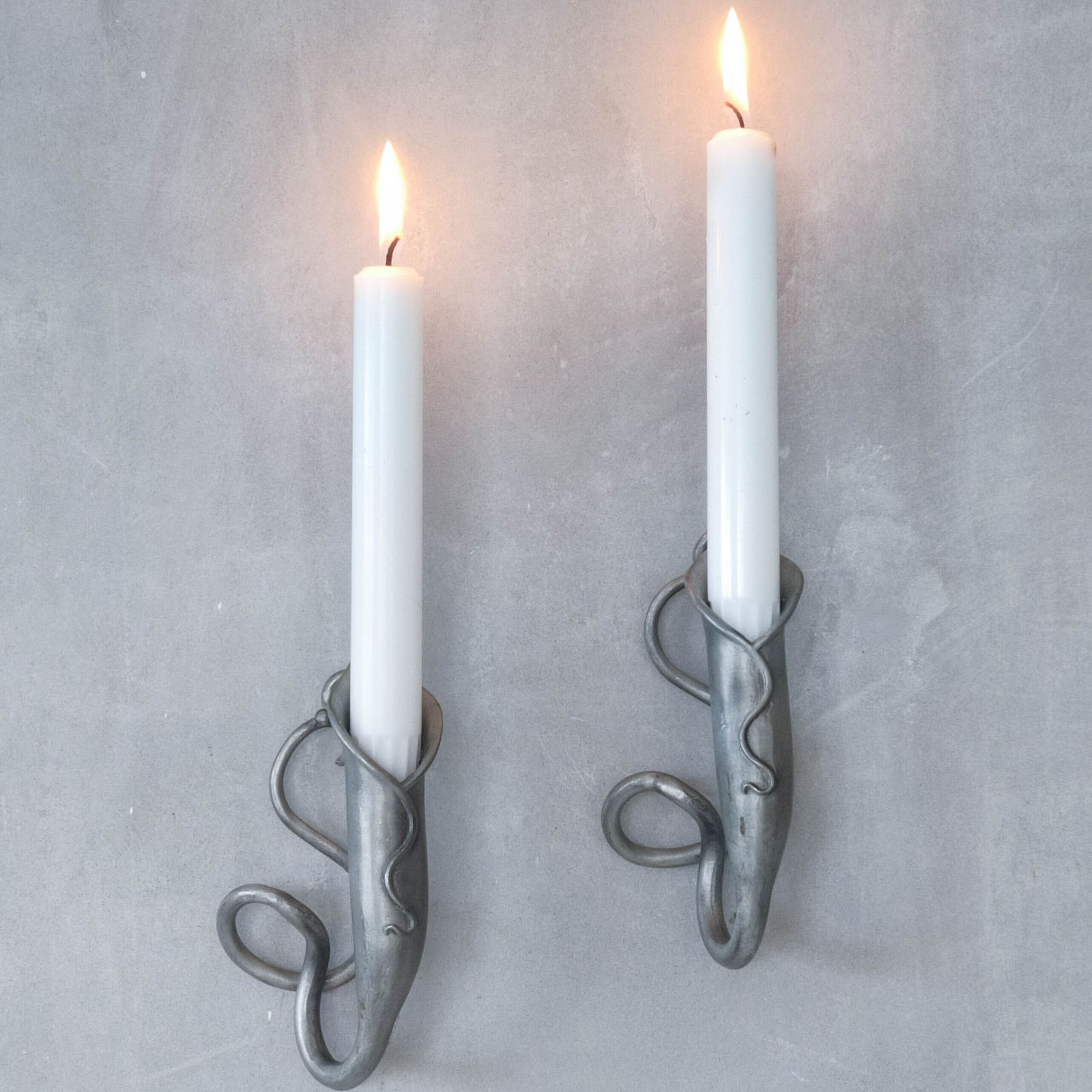 Pair Of Vintage Handmade Pewter Candle Holder Wall Sconces photo Home Decor