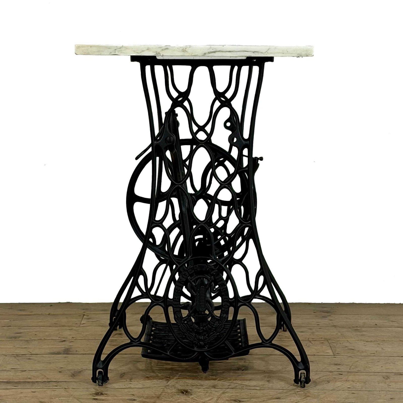 Antique Singer Sewing Machine Table With Marble Top | Antique Furniture | Oak Topped Table | Pub Table photo buy
