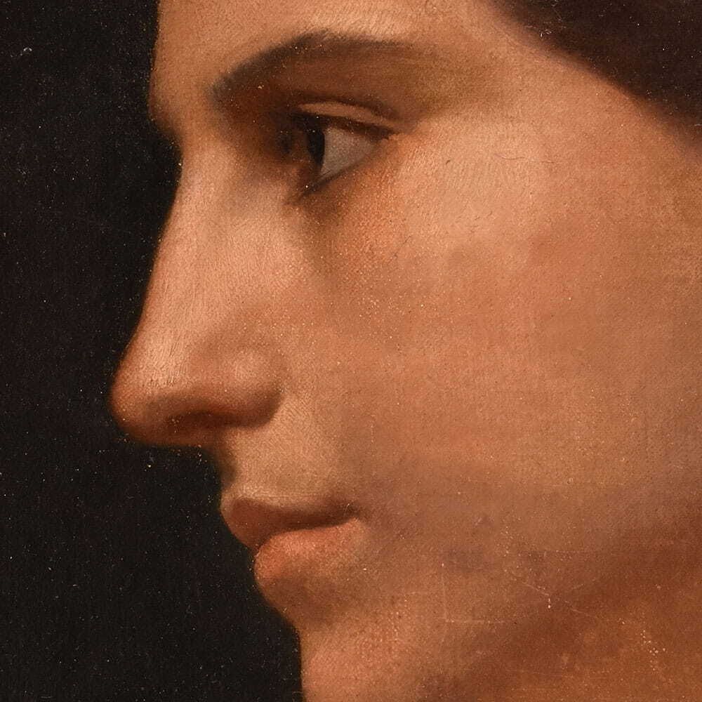 Antique Woman Portrait Painting, Young Woman, Oil On Canvas, XIX Century. photo 2200.0