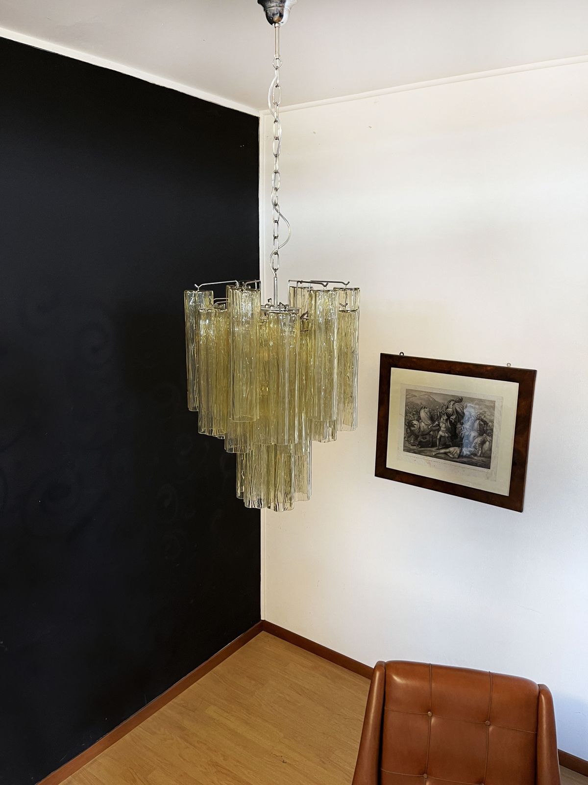 photo buy Fantastic Murano Clear Amber / Gold Glass Tube Chandelier