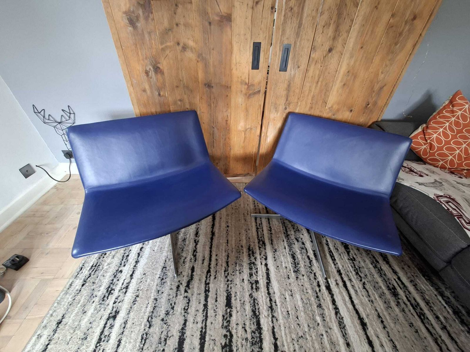 Pair Of Arper Catifa 80 Lounge Chairs In Blue By Lievore Altherr Molina photo furniture