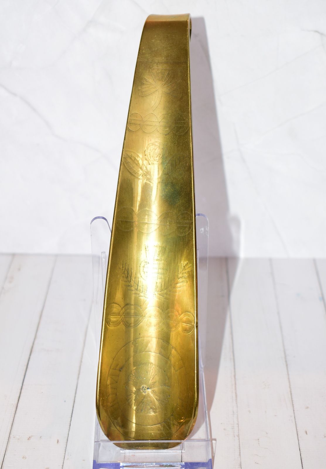 Wwi British Brass Trench Art Shoehorn With "Home Sweet Home" Engraving, C.1915 photo 94.0