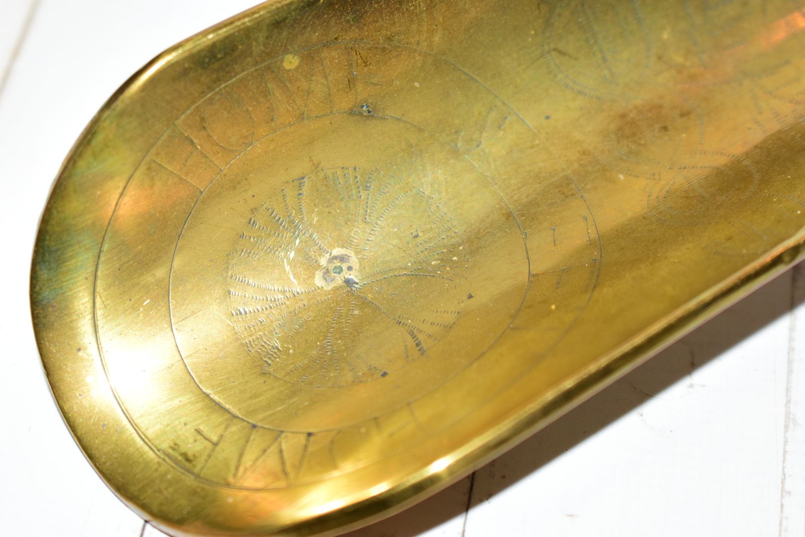 photo furniture Wwi British Brass Trench Art Shoehorn With "Home Sweet Home" Engraving, C.1915