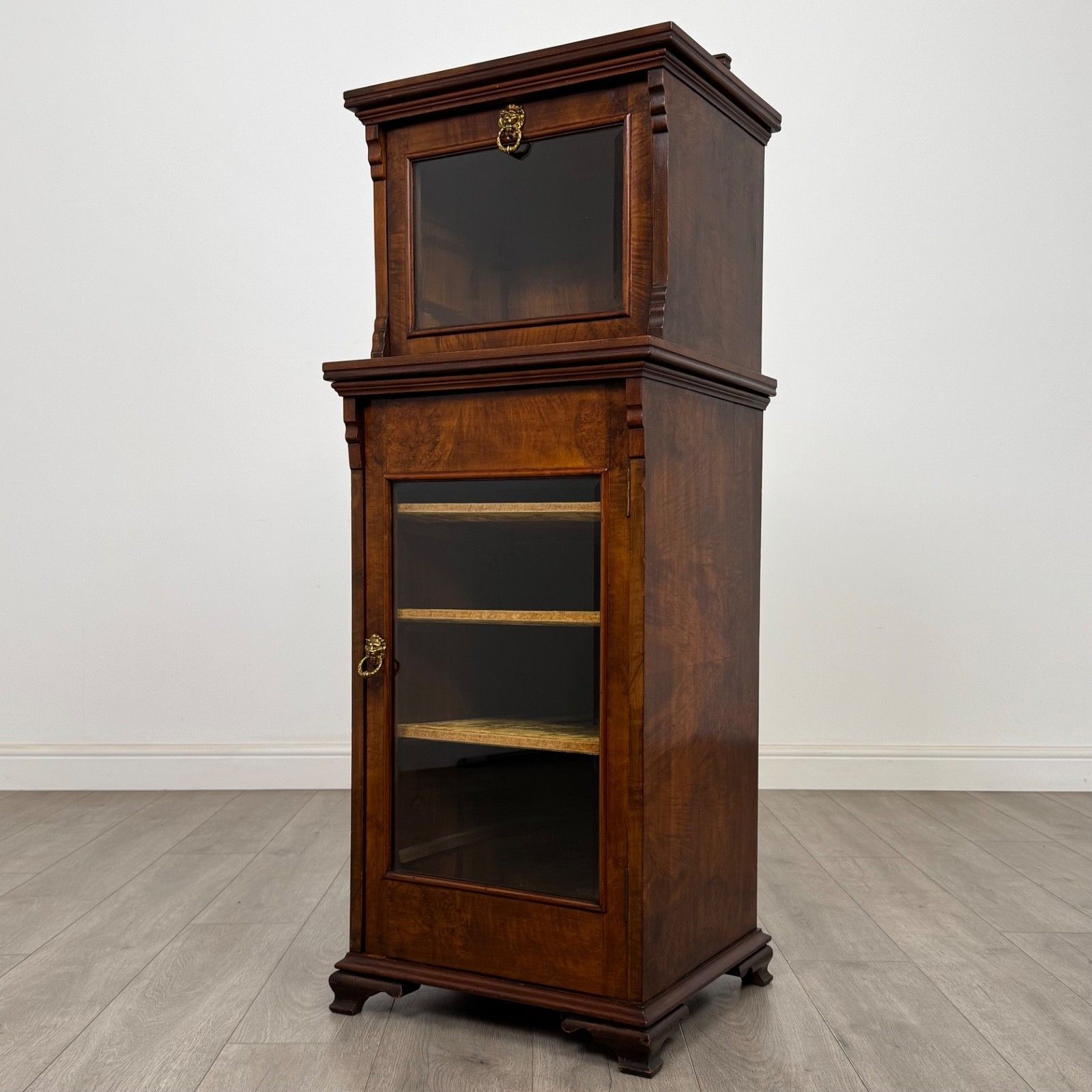 Antique 19th Century Narrow Display Cabinet In Walnut ( Af 5651 ) photo for sale
