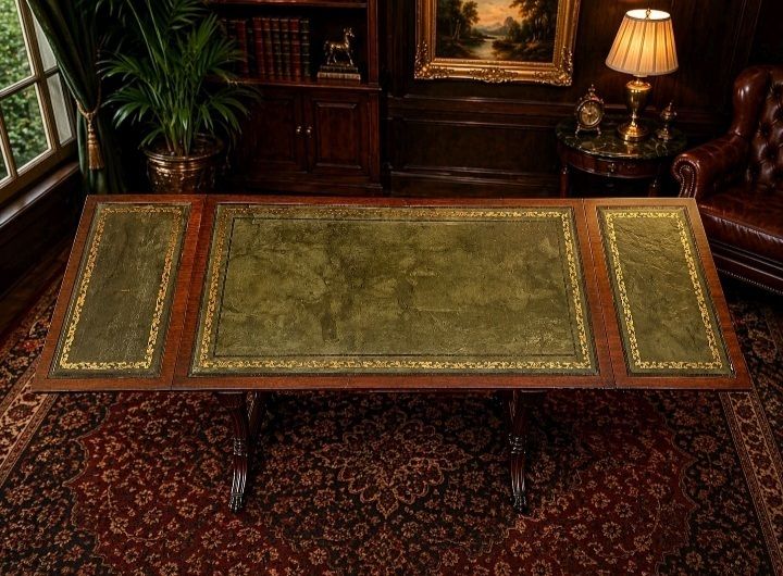 Rare Shaw Of London Leather Top Table Mahogany Drop Leaf Regency photo 659.99