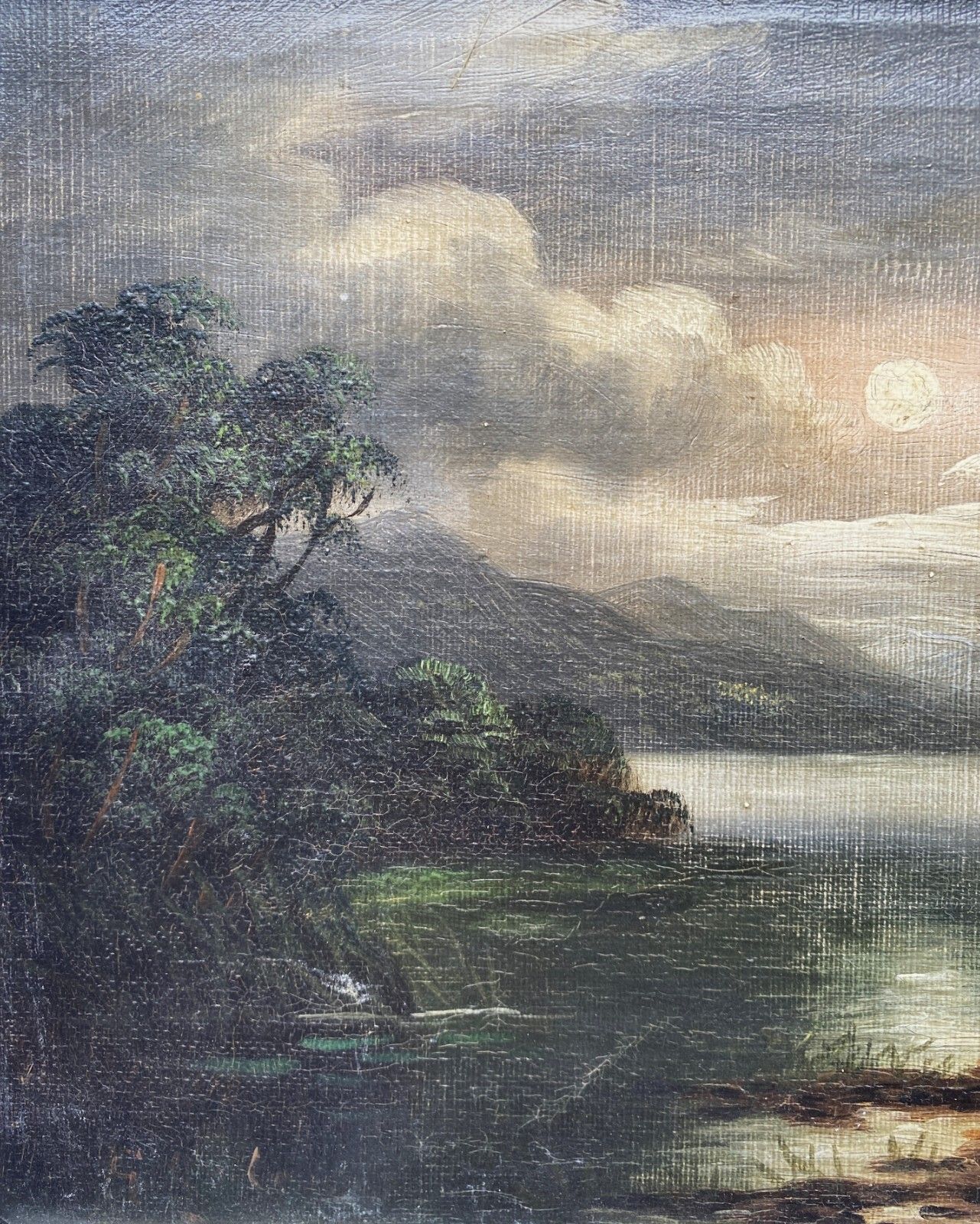George Cole (1810 1883) Superb Moonlit Highland Loch Landscape Oil Painting 1of2 photo vinterior