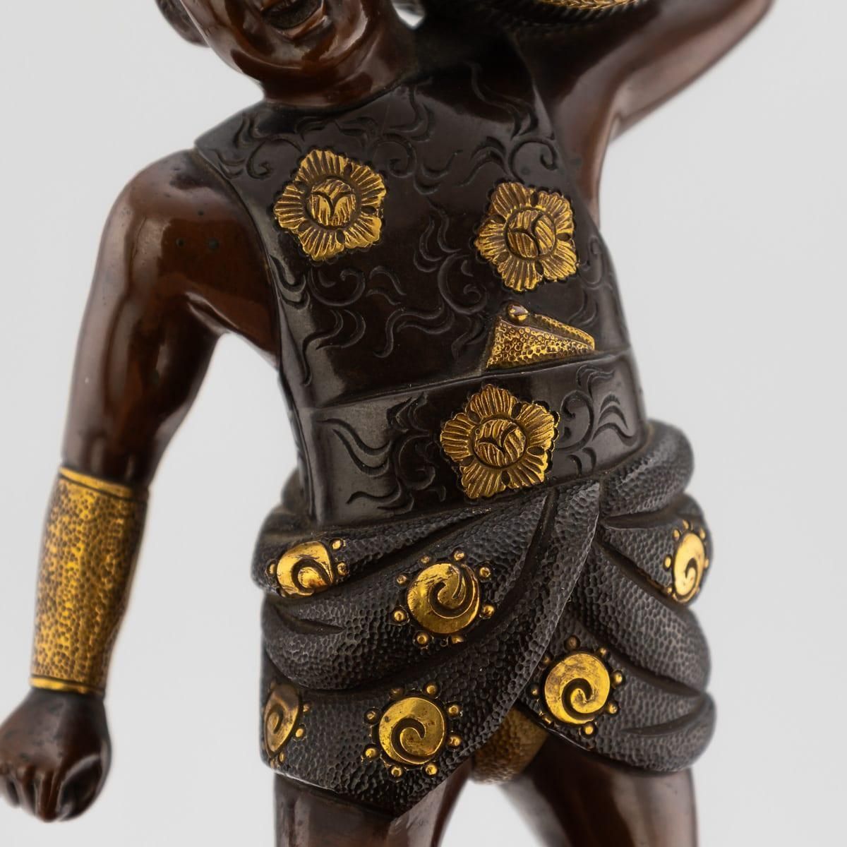 2023.0 Antique 19thc Japanese Meiji Period Gilt Bronze Figure Of A Labourer By Miyao Ei photo
