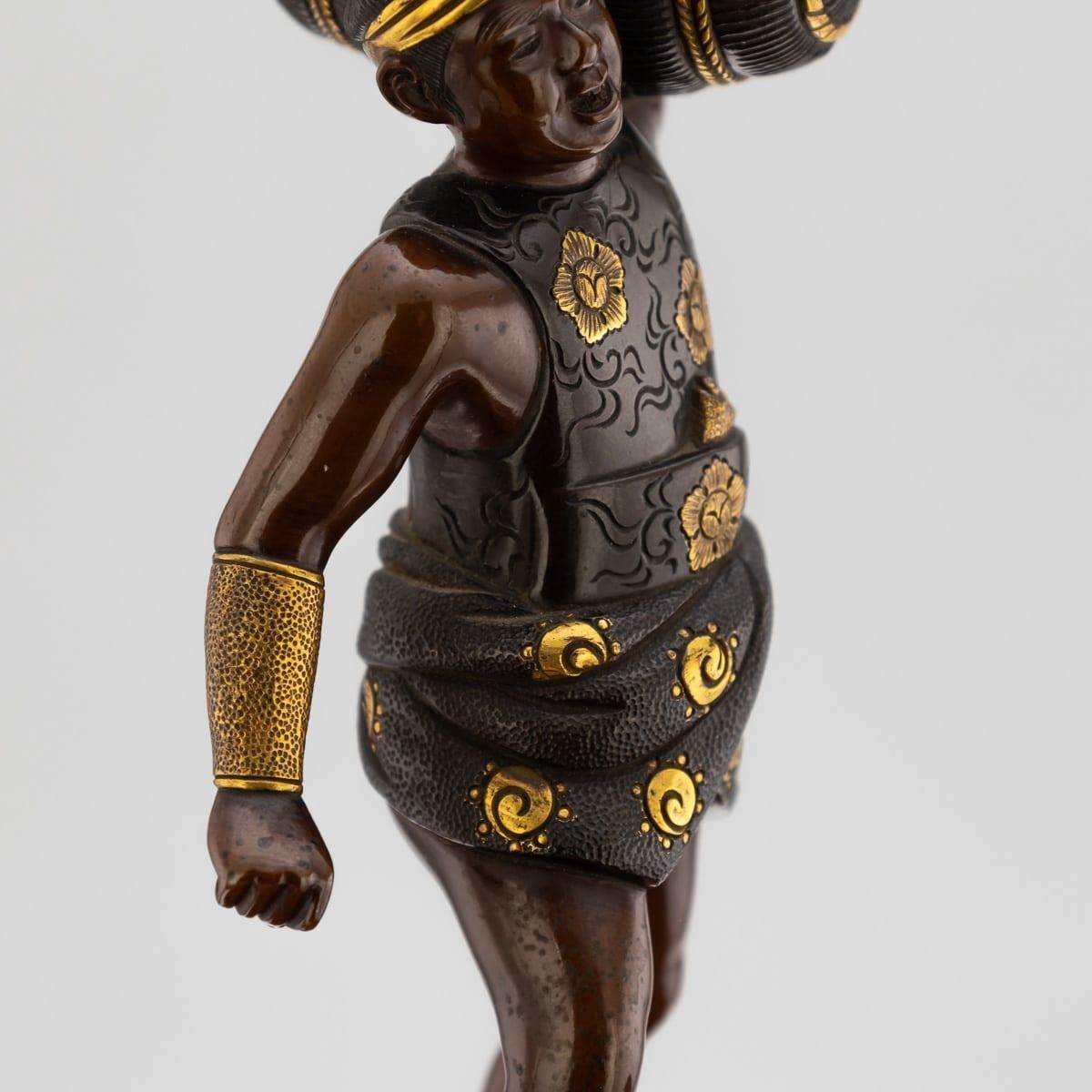 photo vinterior Antique 19thc Japanese Meiji Period Gilt Bronze Figure Of A Labourer By Miyao Ei