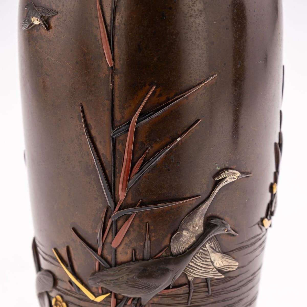 Home Decor Antique 19thc Japanese Meiji Period Pair Of Inlaid Bronze Ovoid Vases By Miyabe photo
