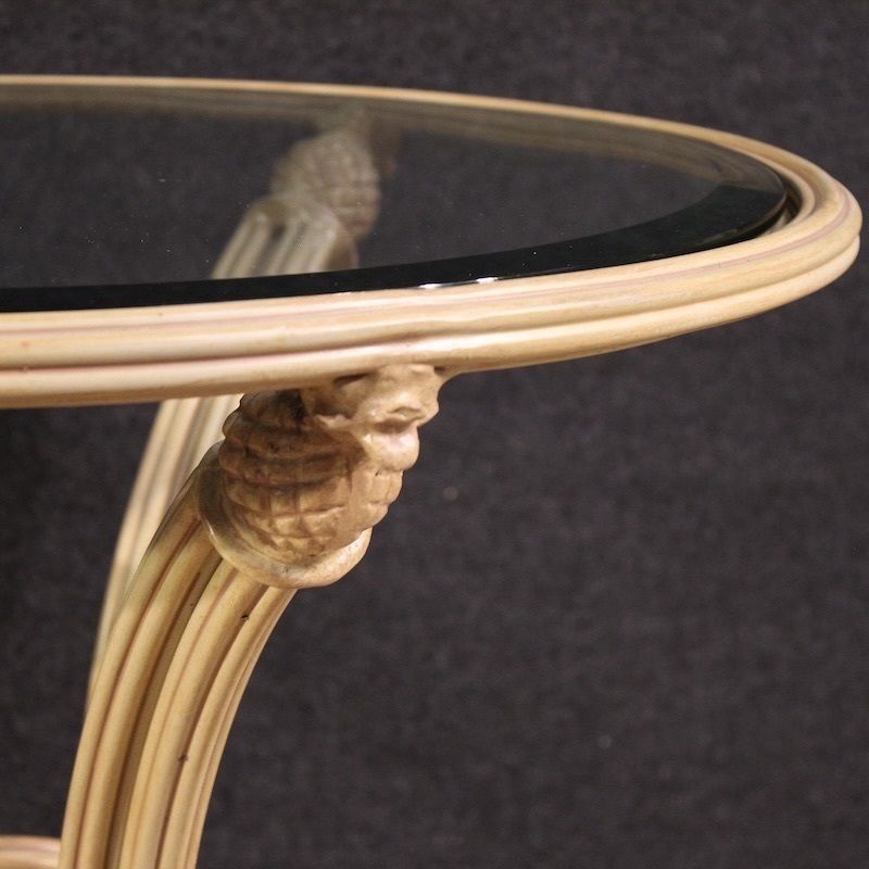Table d'appoint italienne en fer forgé, plateau en verre photo buy