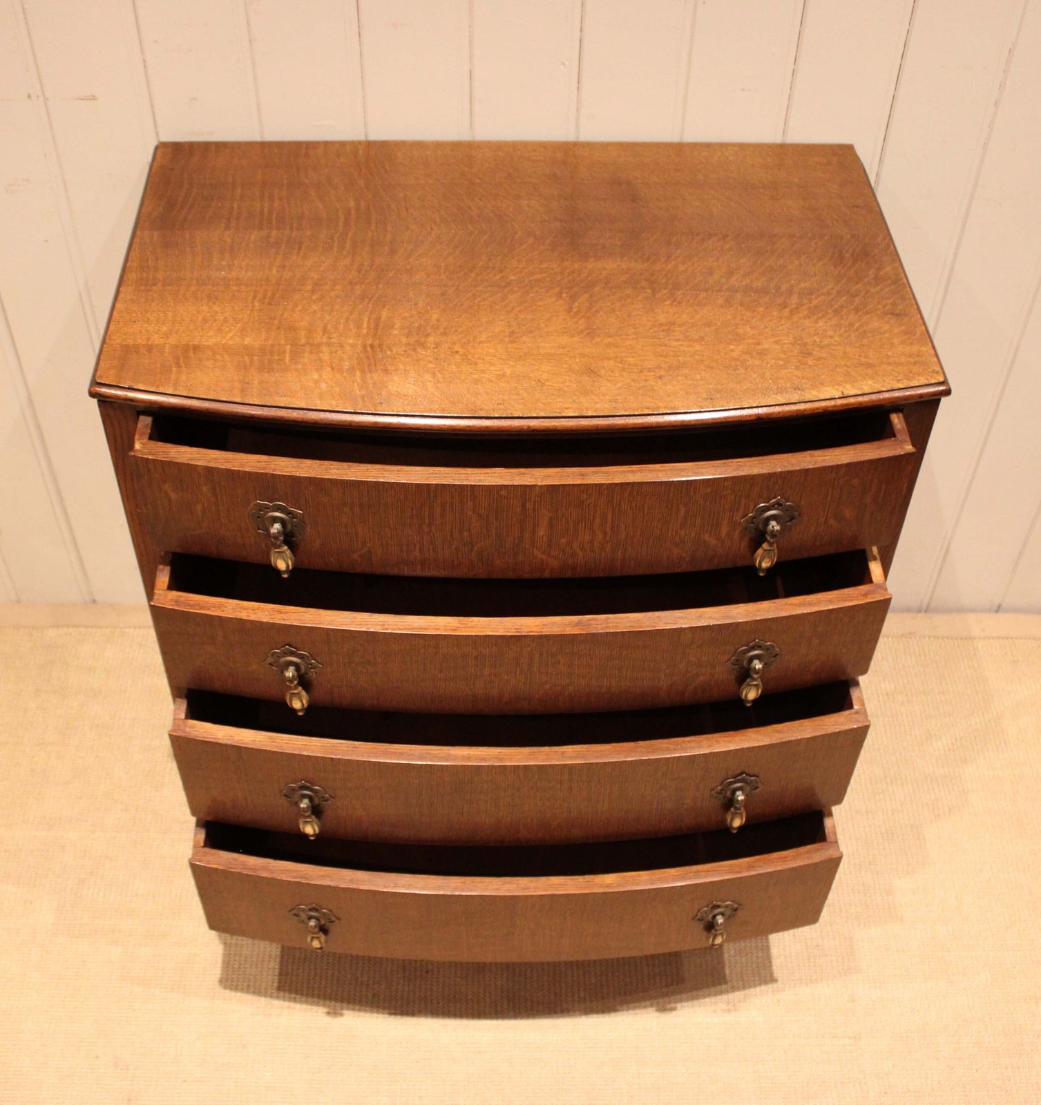 Oak Bow Front Chest Of Drawers photo 595.0