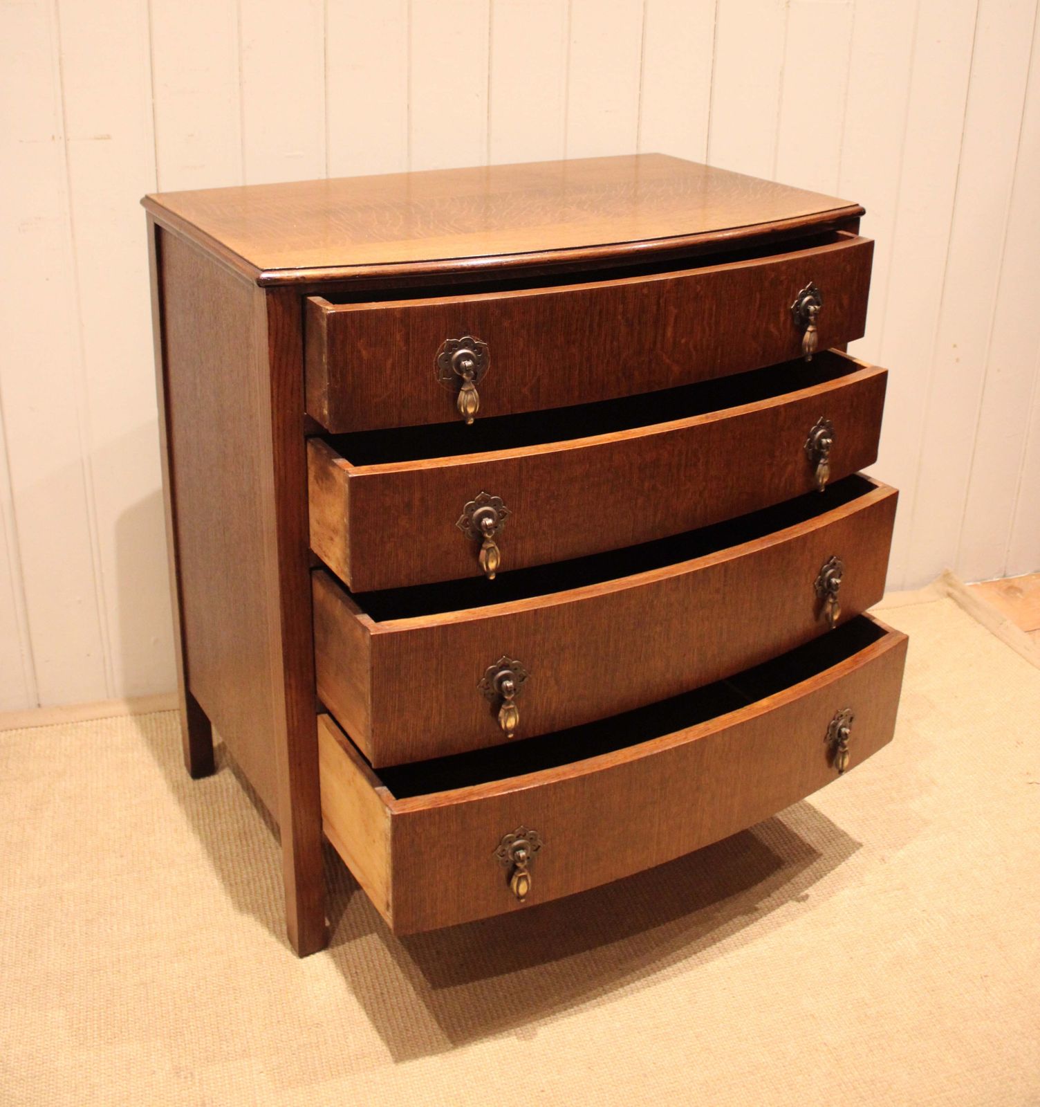 Oak Bow Front Chest Of Drawers photo vinterior