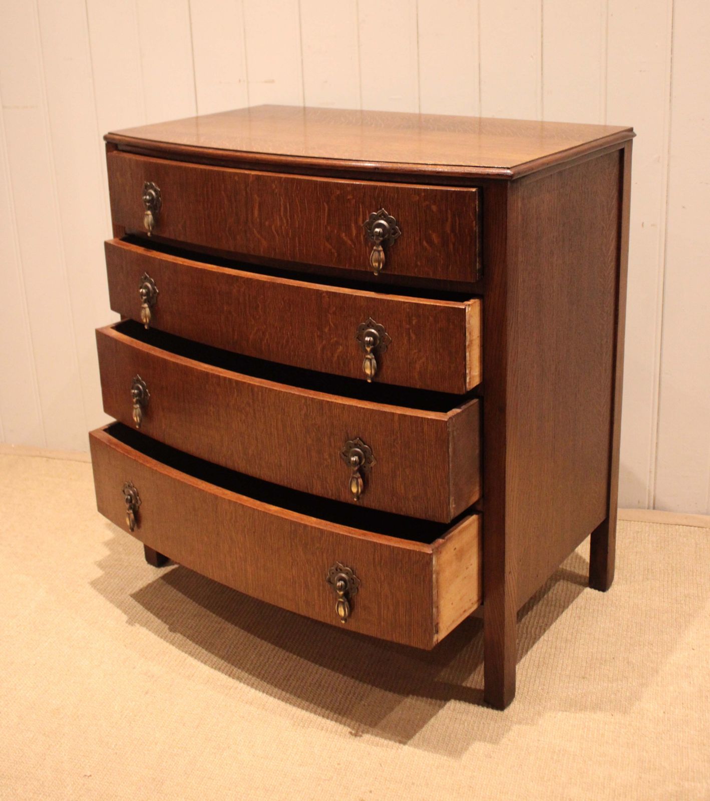 photo for sale Oak Bow Front Chest Of Drawers
