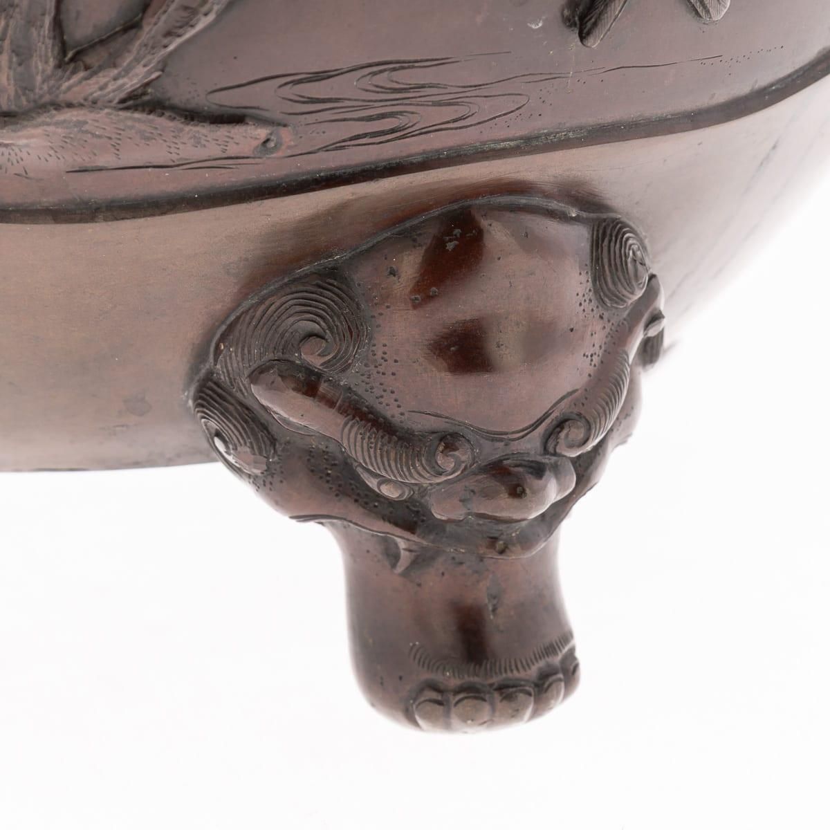 photo for sale Antique 19th Century Japanese Meiji Period Large Bronze Mythological Jardinière