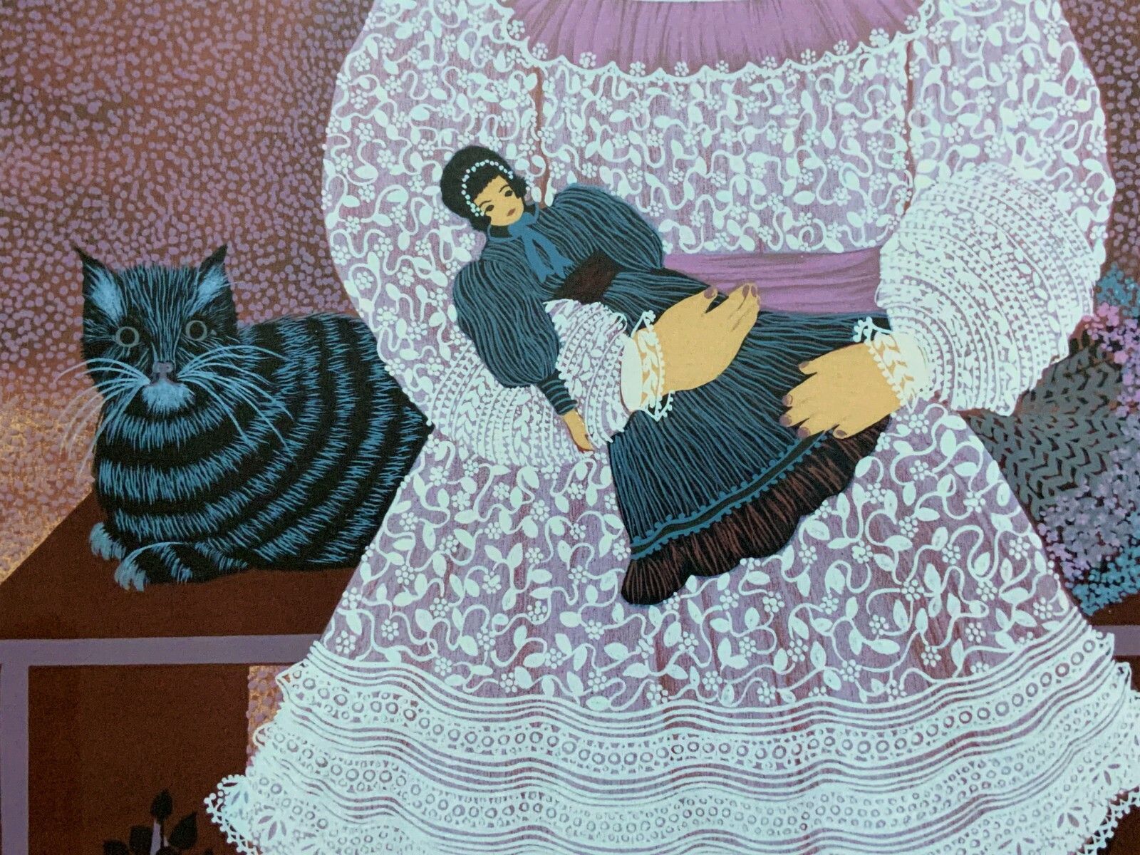 Patricia Barton (B.1920) Beautiful Artist's Proof Print Of A Little Girl & Doll photo 235.0