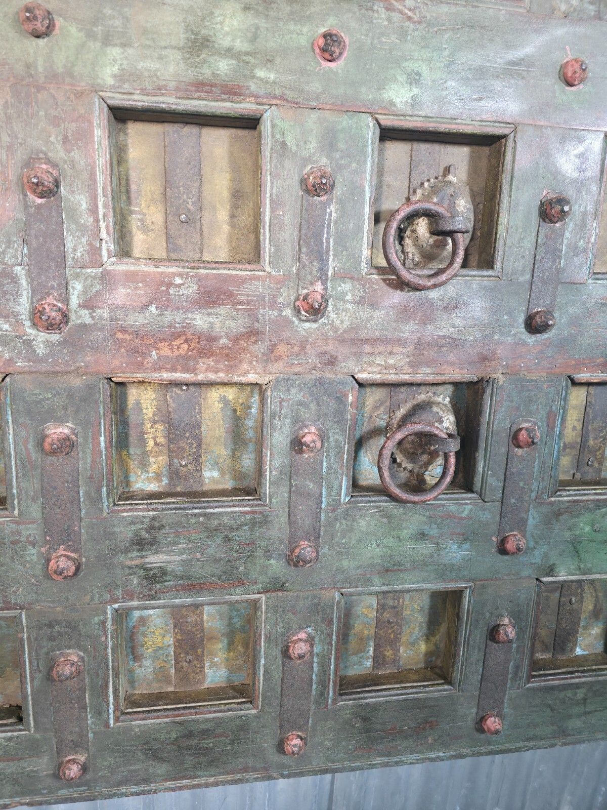 Antique Vintage Rustic Reclaimed Indian Wooden King Size Double Bed Headboard photo 595.0