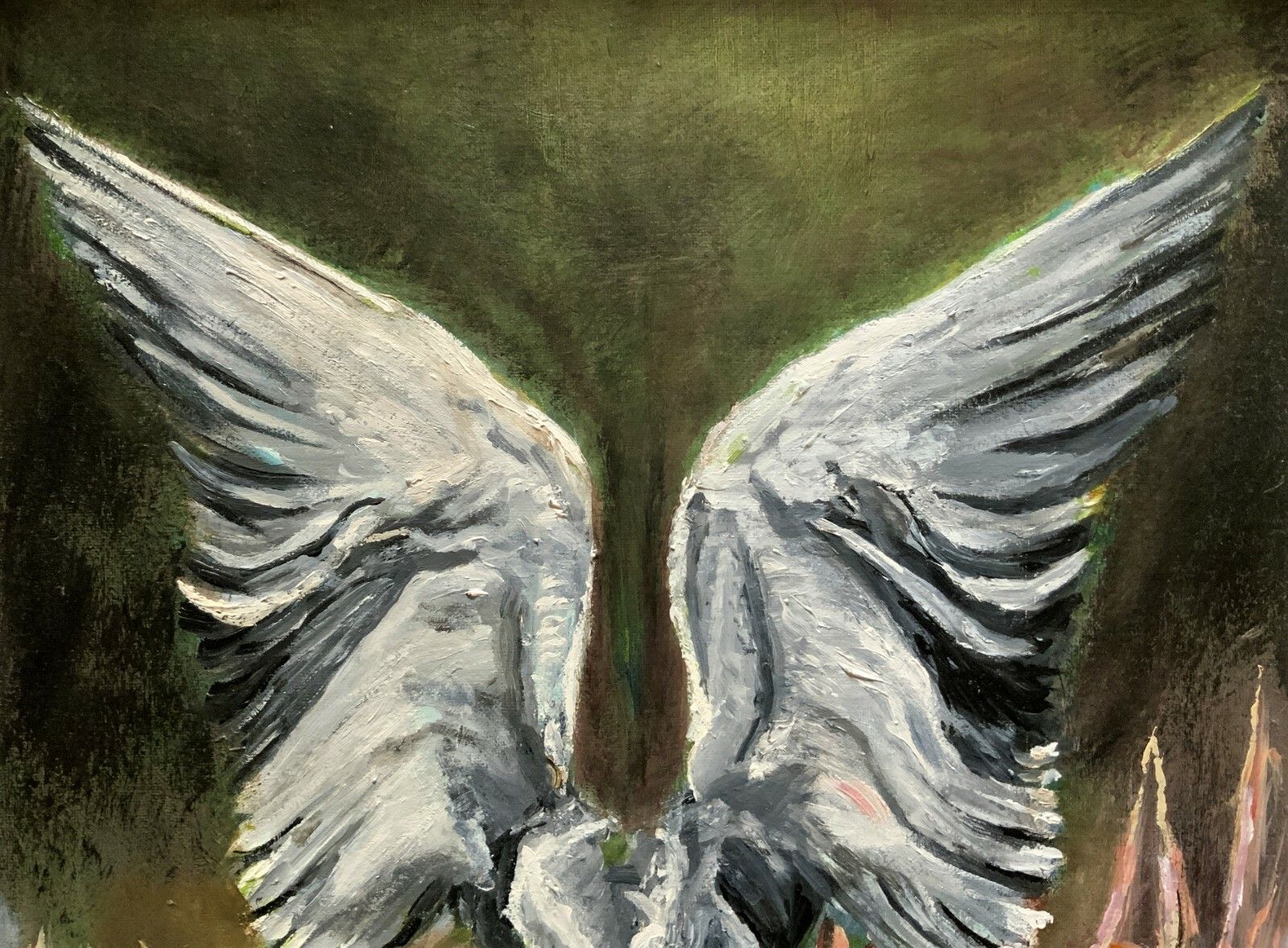 'Angel Of Nature' Original Contemporary Bird Of Prey Portrait Oil Painting photo Art