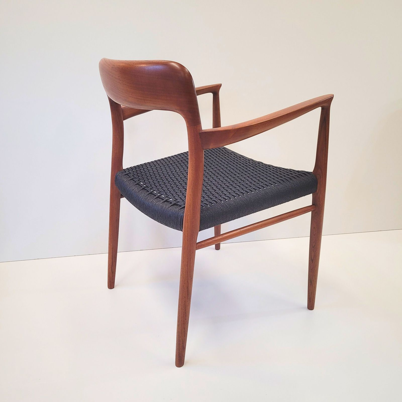 Niels Otto Møller #56 Teak Armchair With Black Paper Cord photo furniture