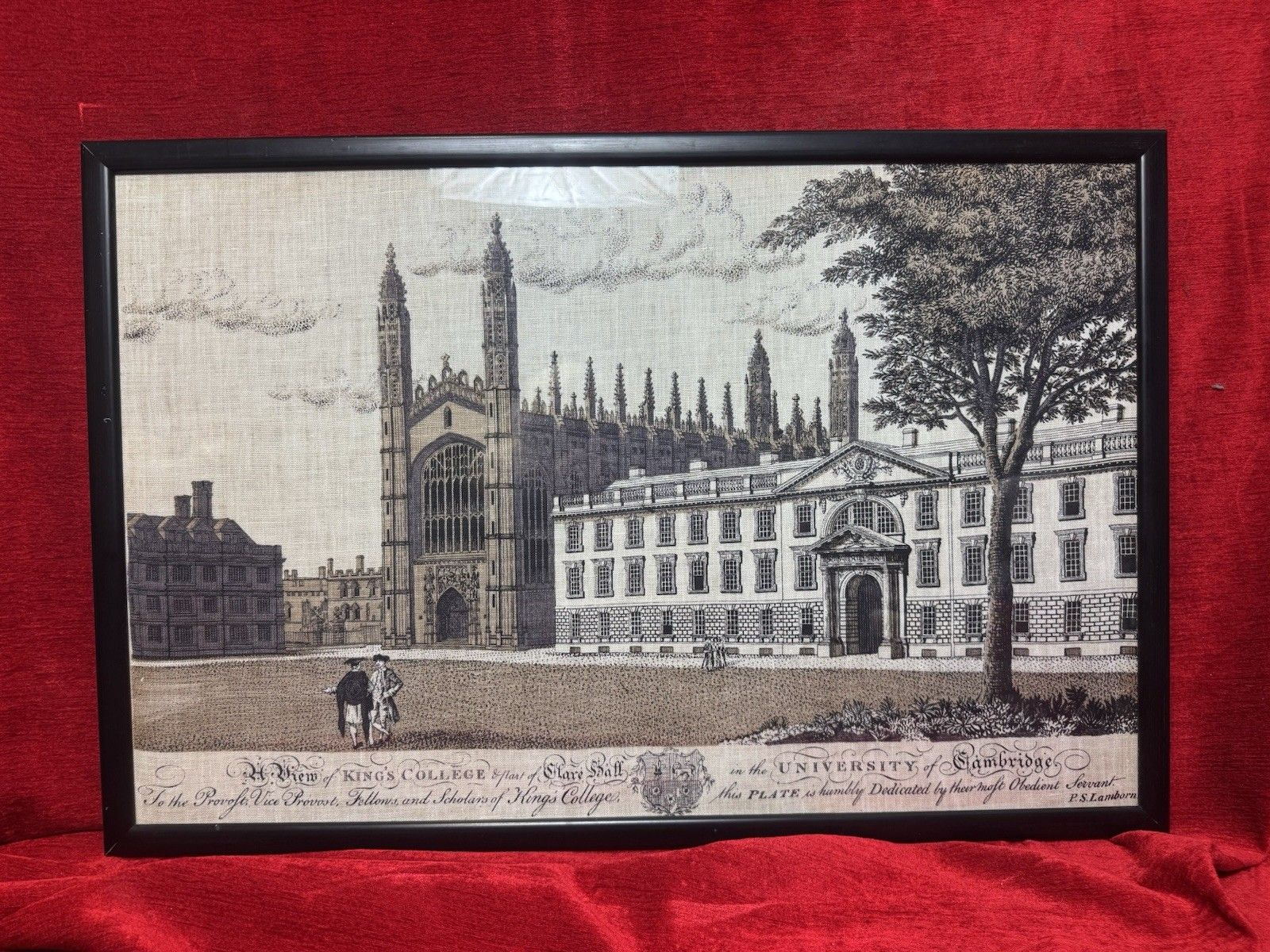 View Of Kings College University Of Cambridge P S Lamborne Hessian Screen Print photo furniture