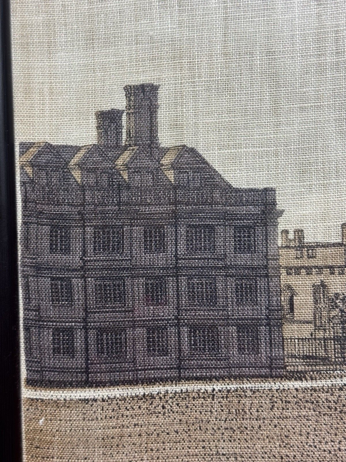 View Of Kings College University Of Cambridge P S Lamborne Hessian Screen Print photo vintage
