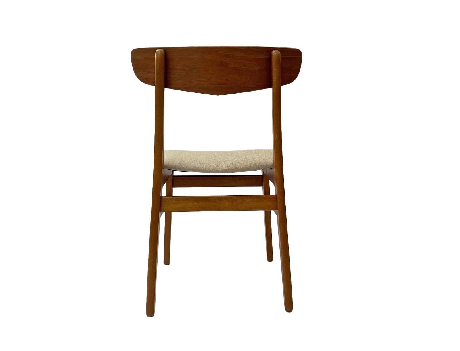 Danish Farstrup Set Of 6 Teak And Beech Cream Wool Dining Chairs Mid Century 1960s photo for sale