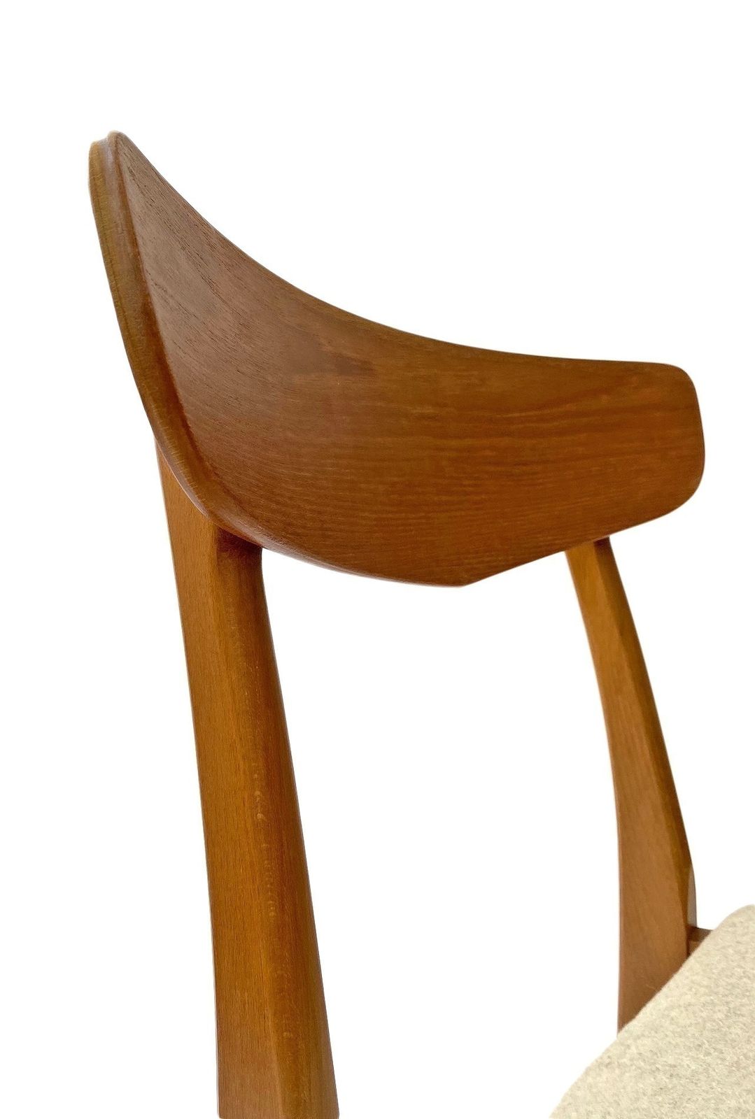 photo for sale Danish Farstrup Set Of 6 Teak And Beech Cream Wool Dining Chairs Mid Century 1960s