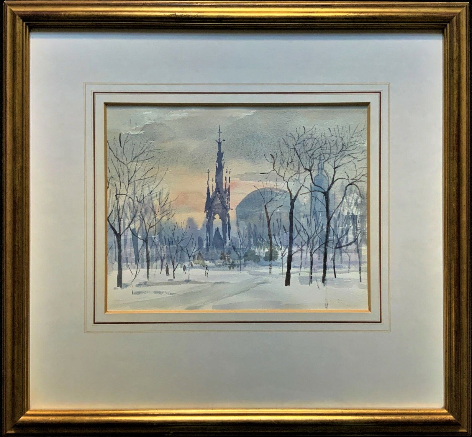 Art The Albert Memorial Kensington Gardens, London In Winter Watercolour Painting photo