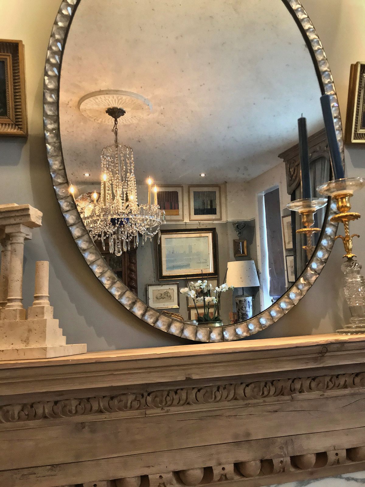A Pair Of Georgian Style Irish Mirrors With Cut Crystal Faceted Borders photo buy