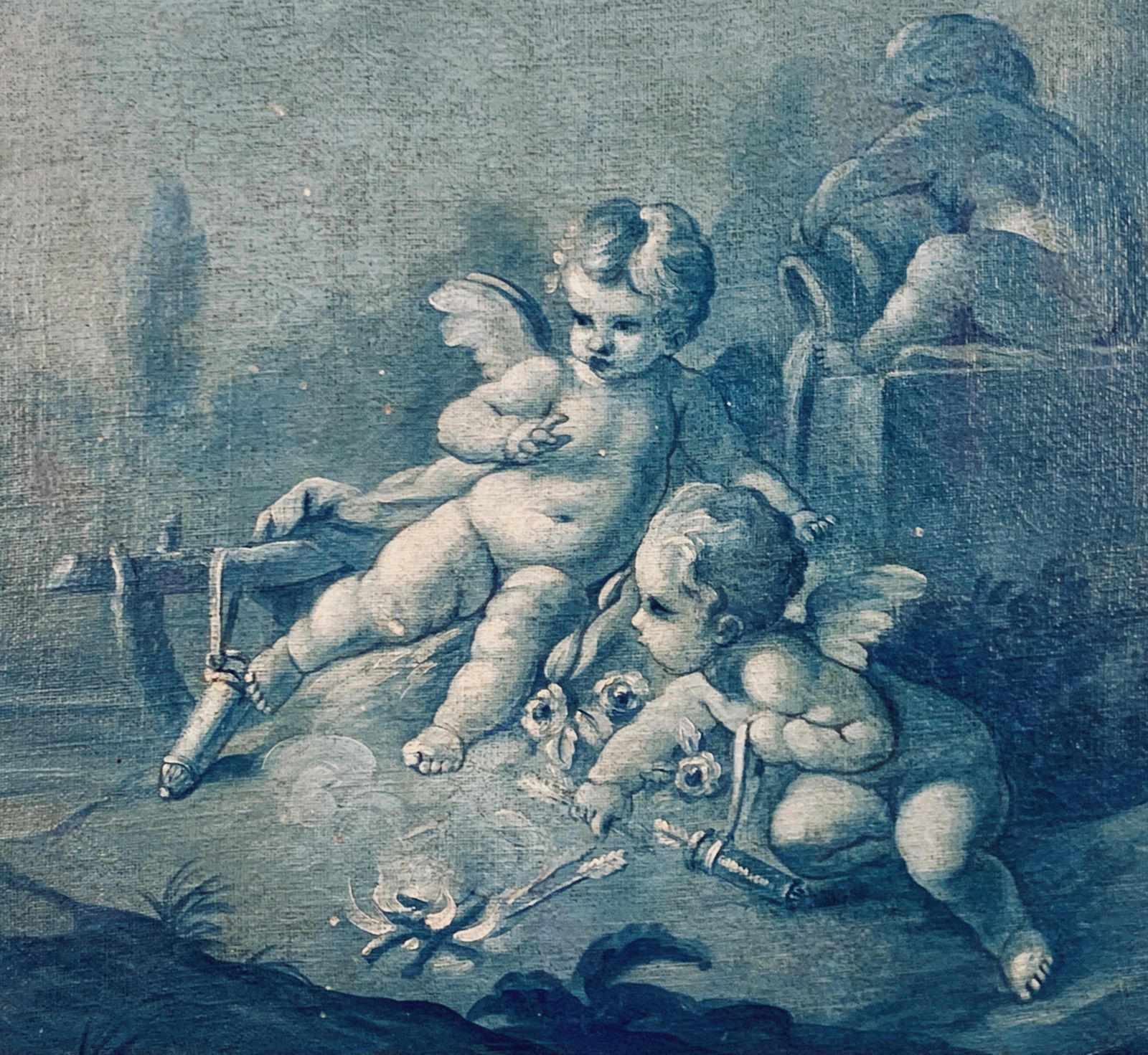 An XVIII Century French Camaieu Bleu Grisaille Painting photo 1770.0